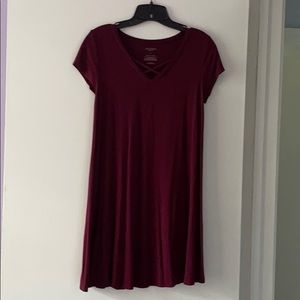 Burgundy Maroon Red T-shirt dress